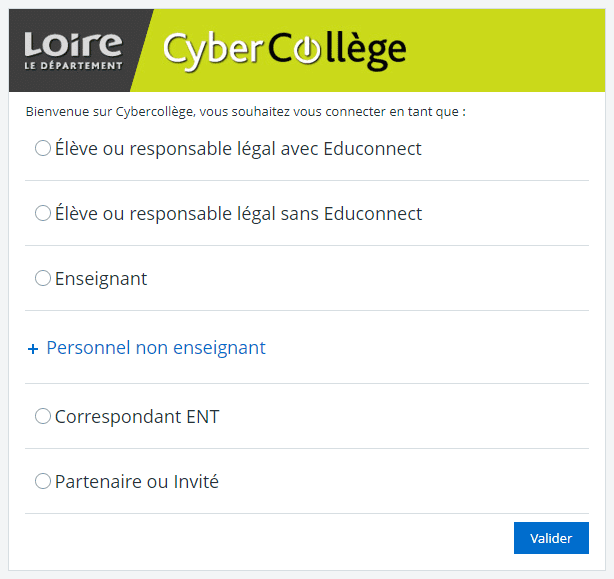 Connexion à l'ENT CyberCollege