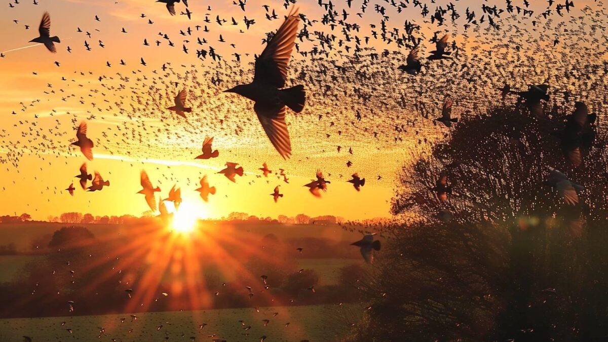 Quand peut-on observer le départ des étourneaux en automne ?