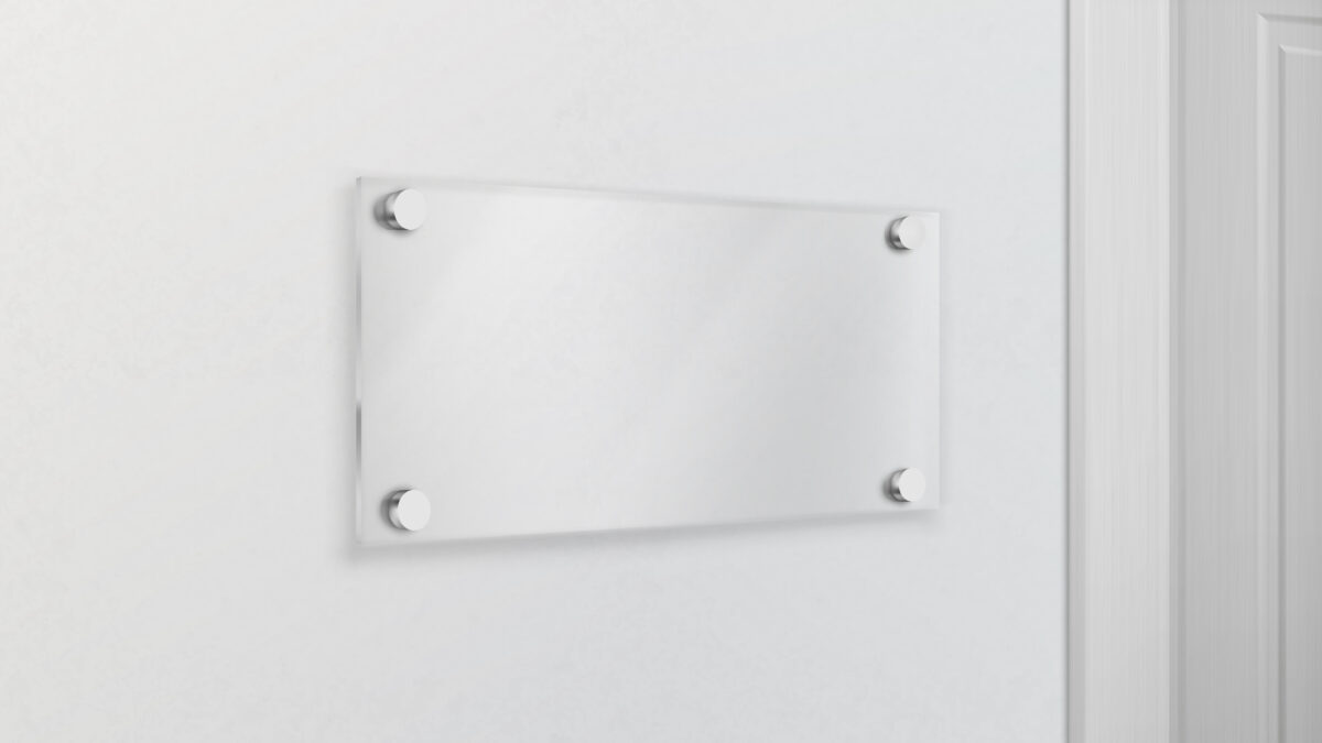 empty glass name plate 3d realistic vector
